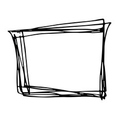 Hand drawn highlight illustration. Marker frame clipart. Ink scribble square. Single element
