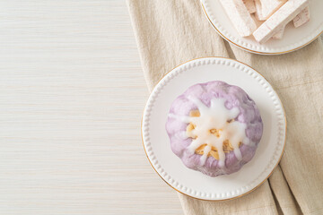 taro bun with white sugar cream and nut