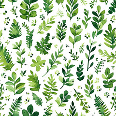 Naklejka na ściany i meble seamless pattern of plants in watercolor - 1