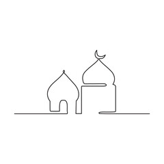 illustration of an mosque line art