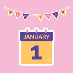 New Year decoration art vector. Cute and simple party celebration designs