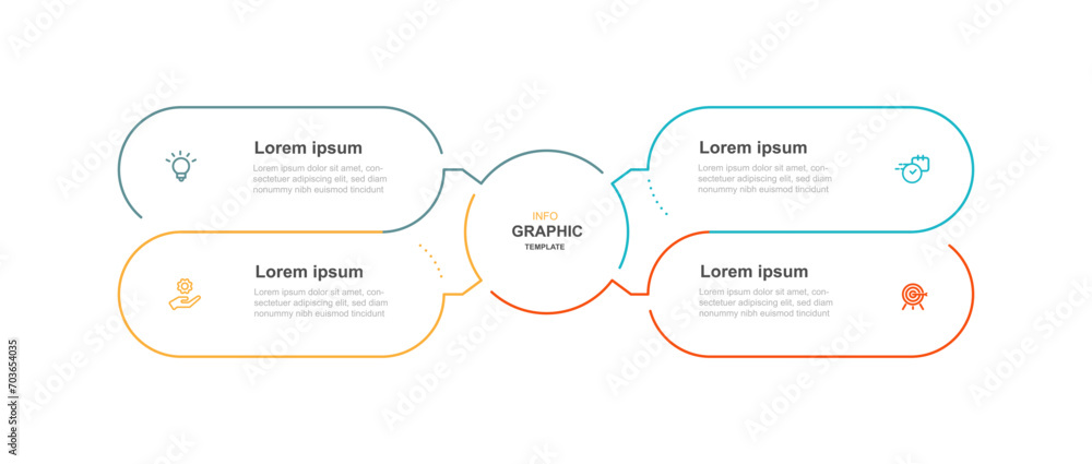 Poster Diagram template infographic vector element with 4 step process line connection suitable for web presentation and business information 