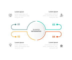 Fototapeta premium Design diagram template infographic vector element with line style and 4 step process or options suitable for web presentation and business information 