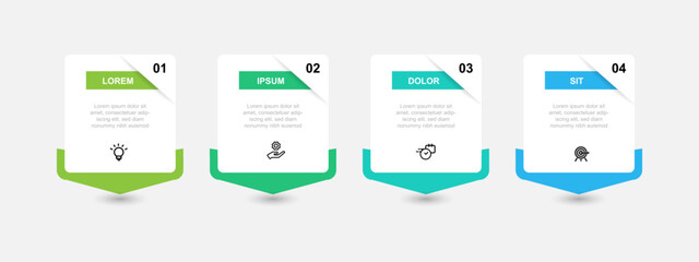 Design template infographic vector element with icons and 4 step process or options 