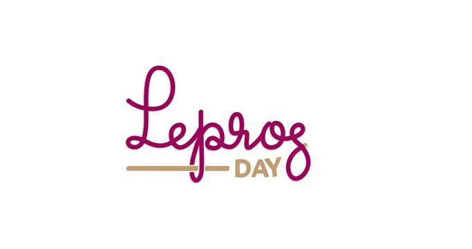 World Leprosy Day Handwritten calligraphy text animation with alpha channel. Great for raising awareness of the leprosy disease, and calling for an end to leprosy-related stigma and discrimination