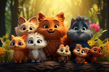 an illustration of a diverse group of animal