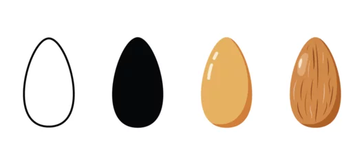 Fotobehang Almond flat icon. Outline, bold, peeled and flat color icon © arbaz