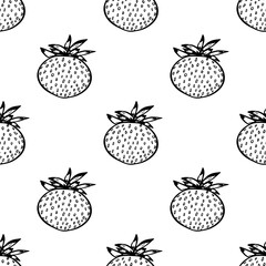 Seamless pattern with strawberry doodle for decorative print, wrapping paper, greeting cards, wallpaper and fabric