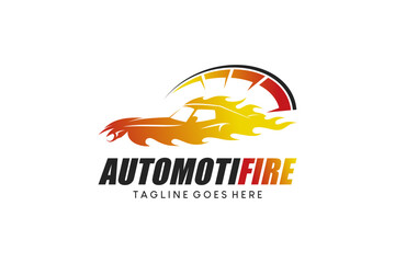 Fire speed classic car logo design with rmp symbol