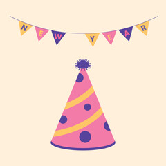 New Year decoration art vector. Cute and simple party celebration designs