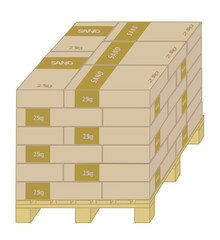 25kg sand construction bags on wooden pallet - Masonry - Works construction and DIY