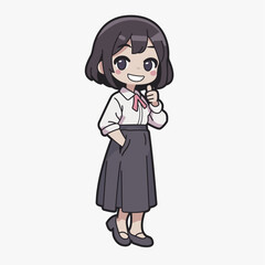 vector beutiful woman thumb up anime chibi illustration