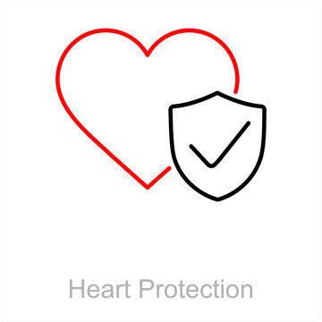 Heart Protection and heart icon concept 
