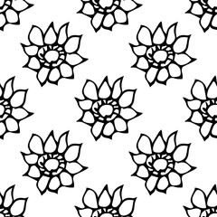 Summer seamless pattern with flowers doodle for decorative print, wrapping paper, greeting cards, wallpaper and fabric
