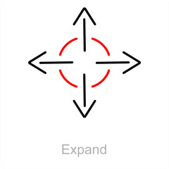Expand and arrow icon concept 