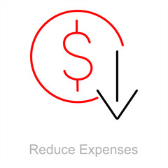 Reduce Expenses and low icon concept 
