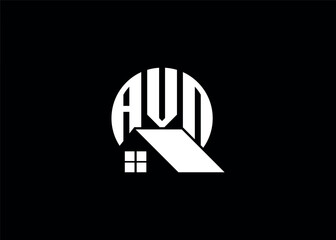 Real Estate Letter AVN Monogram Vector Logo.Home Or Building Shape AVN Logo