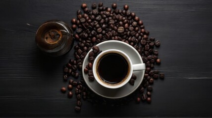 Obraz na płótnie Canvas Black Coffee Top View Background
