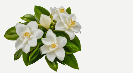 Fresh White Gardenia Flower or cape jasmine Blossom on White Background
