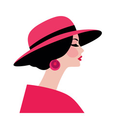 A vector illustration of a woman wearing a pink hat