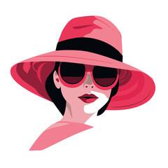 A vector illustration of a woman wearing a pink hat