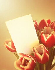 チューリップの花束とメッセージカード