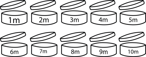 Set of Periods After Opening months, shelf life vectors icons in trendy Line styles editable stock. Round tub with cap opened. Pao symbols expiration date packaging symbols on transparent background.