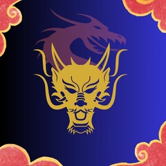 Illustration design of the Dragon for Chinese year 2024. the zodiac of Chinese and the Dragon symbol of the year.