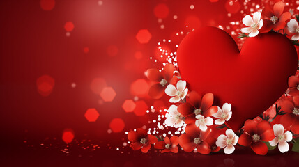 Valentine's day background with heart and flowers and room for text