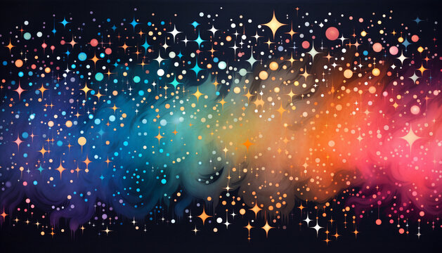 a cluster of stars in various sizes and colors to represent a vibrant galaxy