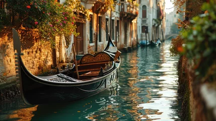 Schilderijen op glas Venetian Gondola Outline: Canal Charm © Sekai