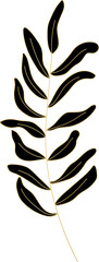 Gold Floral Plant Line Art Illustration