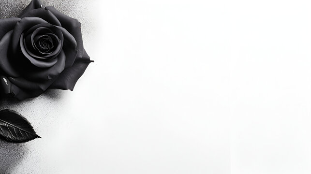 A black rose on isolated white background with copy space, generative ai