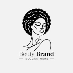 elegant beauty woman face and girl logo line art