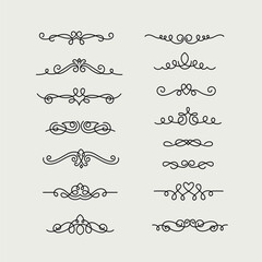 Hand drawn calligraphic flourish dividers