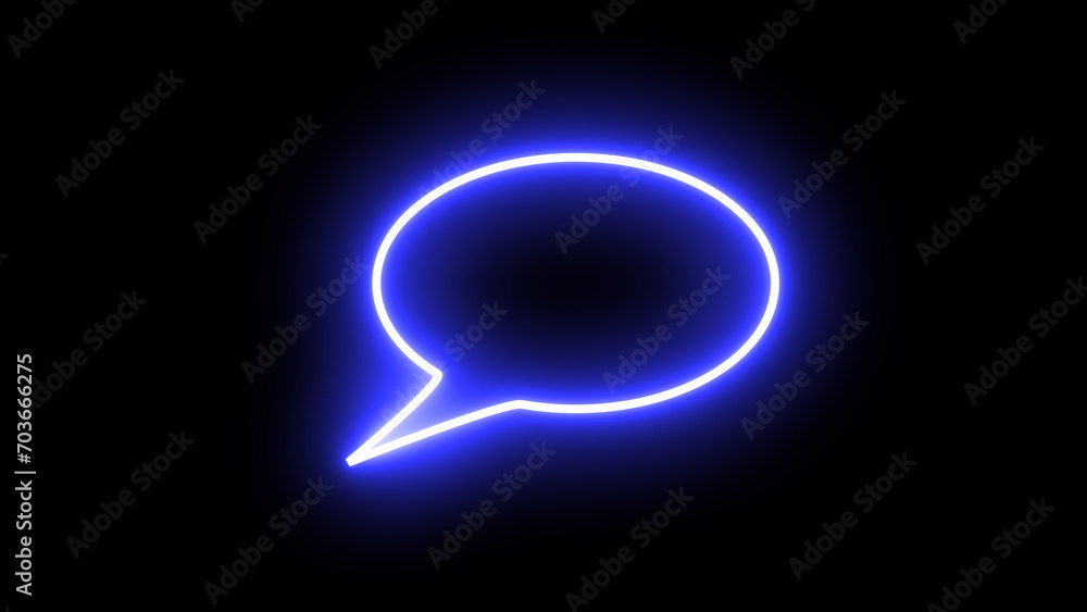 Poster glowing chat message. speech bubble icon. text message line icon. chat comment sign. speech bubble s