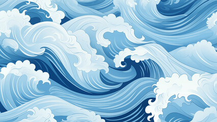 Fototapeta na wymiar Japanese Style Water Wave Art