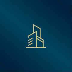 building with line art style logo and business card design. city building abstract For Logo Design Inspiration.