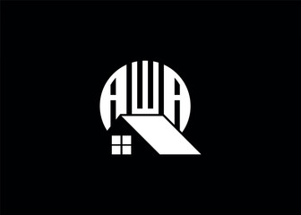 Real Estate Letter AWA Monogram Vector Logo.Home Or Building Shape AWA Logo - obrazy, fototapety, plakaty