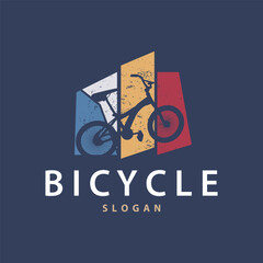 Bicycle logo design bicycle sport club simple vintage black silhouette template illustration