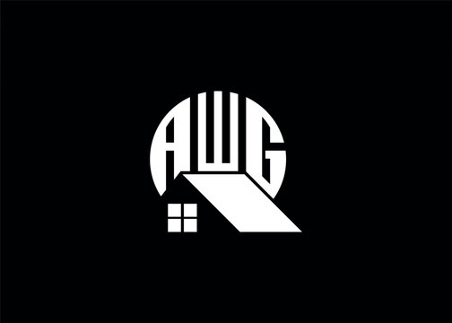 Real Estate Letter AWG Monogram Vector Logo.Home Or Building Shape AWG Logo