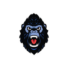 gorilla head roar mascot sport gaming logo design vector graphic