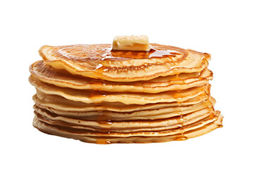 stack of pancakes with butter and syrup