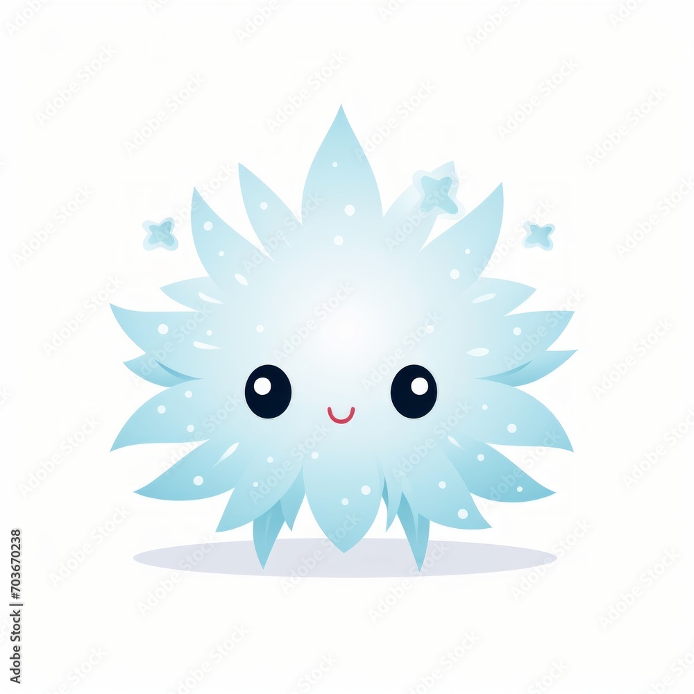 Poster Generative AI A whimsical tiny creature, resembling a living snowflake or a starry sprite.
