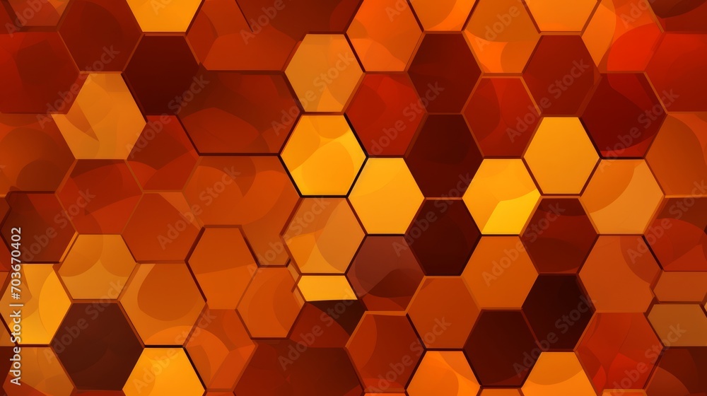 Fototapete Generative AI Abstract art inspired by honeycomb patterns, using warm and rich color tones