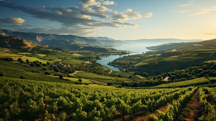 Beautiful landscape of Vineyards in European region in summer season comeliness, Beautiful...