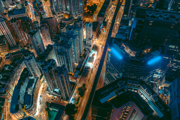 Hong Kong cityscape in aerial view