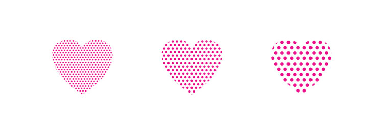 Big heart made up of small pink dots. Heart pattern or texture. Vector illustration