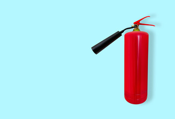 Fire extinguisher isolated on light blue solid background