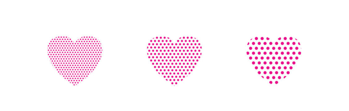 Big heart made up of small pink dots. Heart pattern or texture. Vector illustration